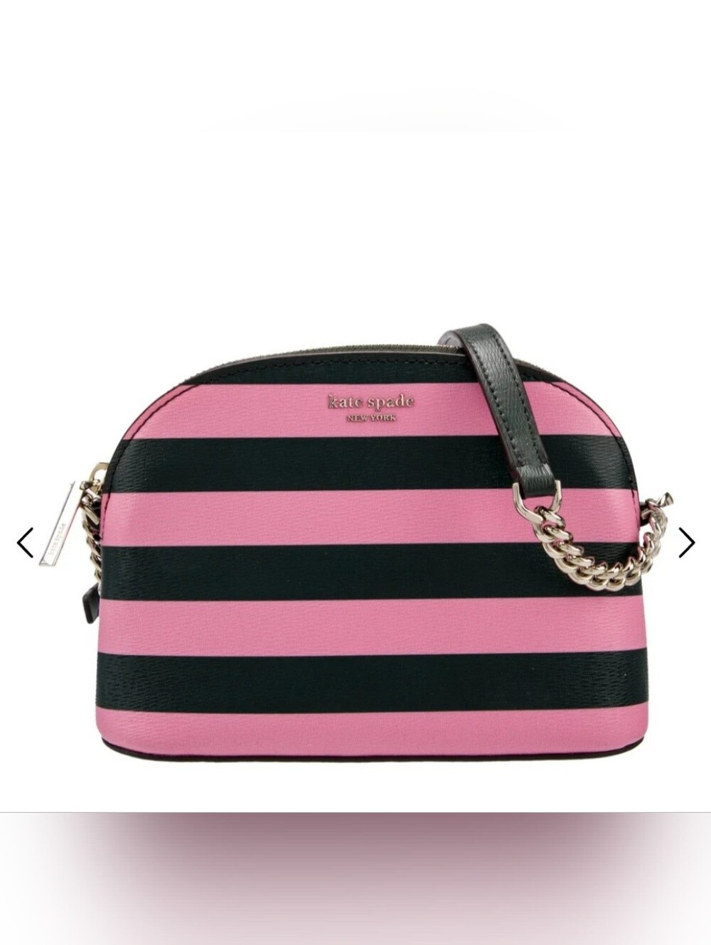 Kate Spade Pink and Black Sylvia Stripe Small Dome Crossbody